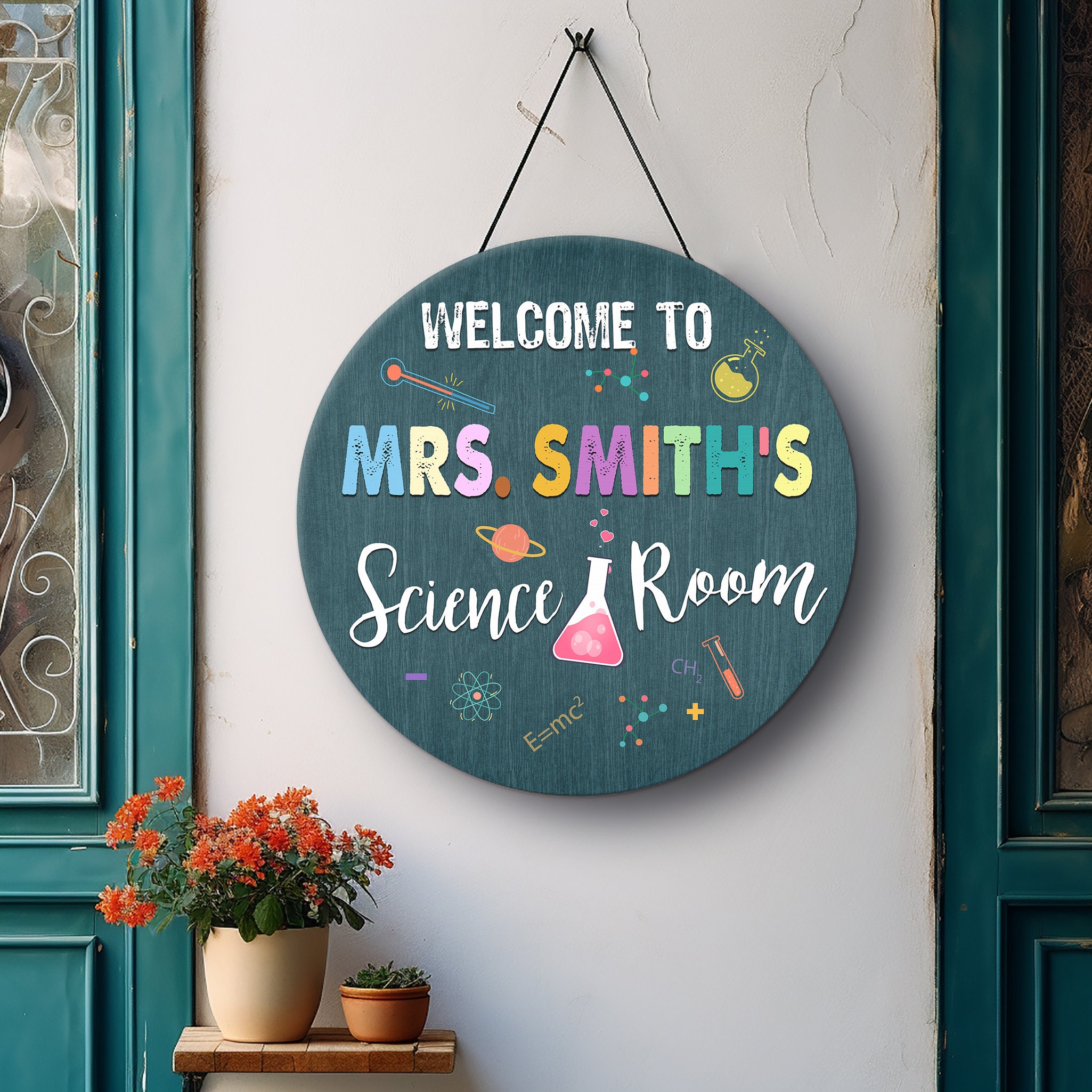 Science Teacher Name Door Sign, Science Classroom Decor, Personalized ...