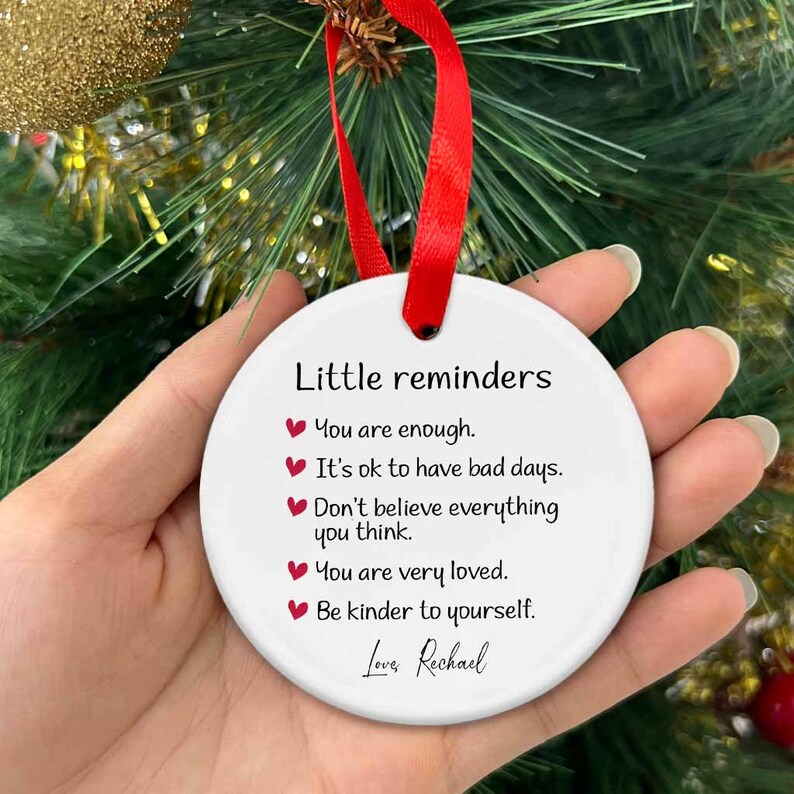 Personalized Little Reminders Ornament, Mental Health Gift Keepsake