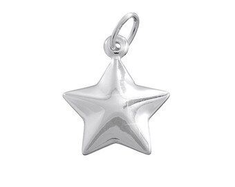 Solid 925 Sterling Silver Star Pendant Charm 12mm x 18mm Solid 925 Sterling Silver Star Pendant Charm 12mm x 18mm