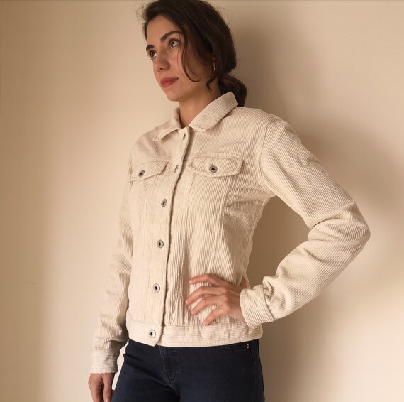 90s Cream Corduroy Jacket / Casual off 