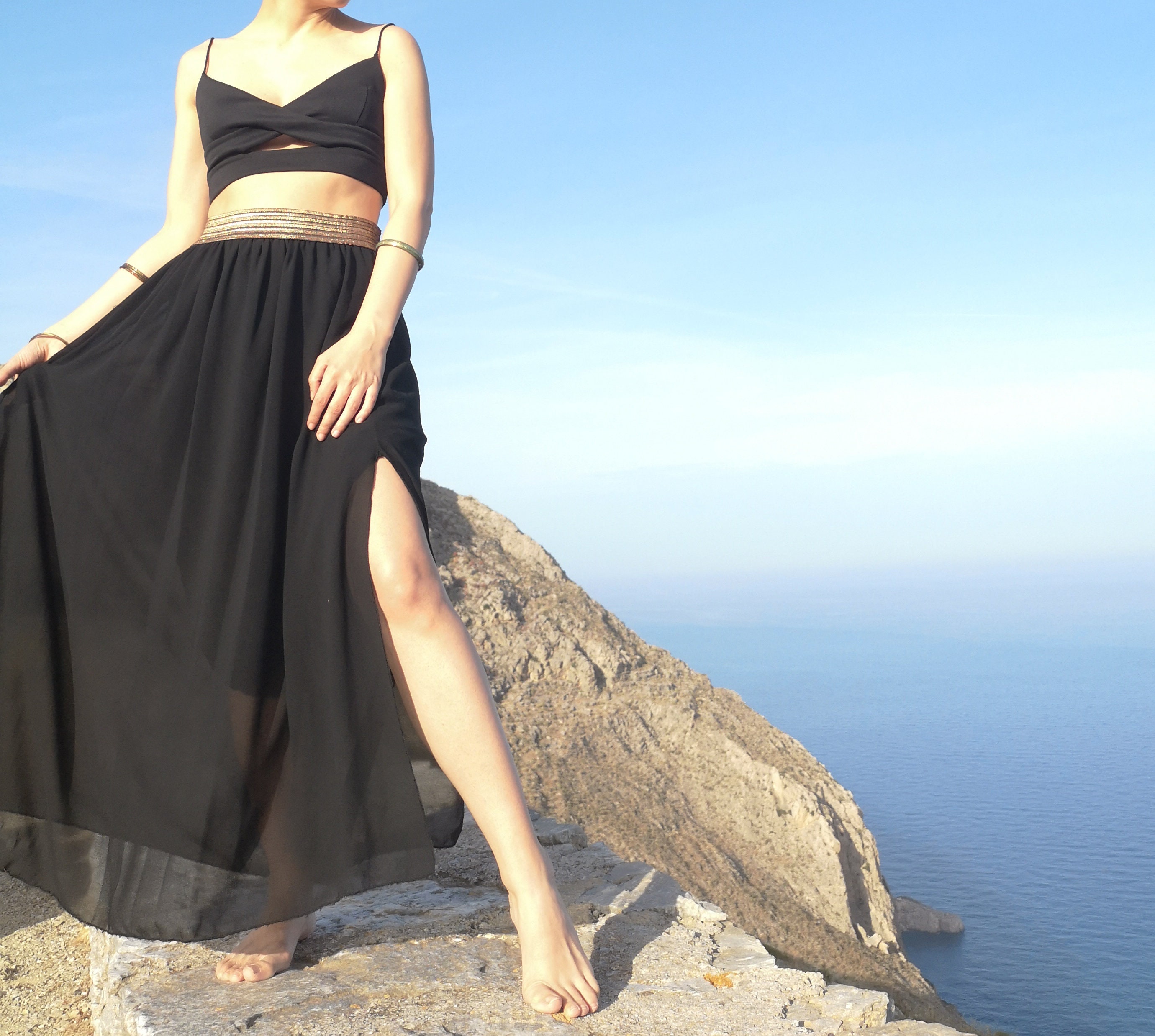 black festival maxi skirt
