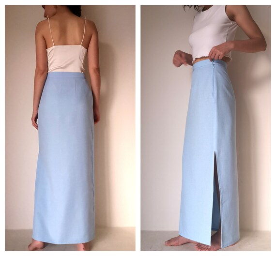 90s Dreamy Arctic Blue Maxi Skirt / Vintage High Waisted Skirt | Etsy