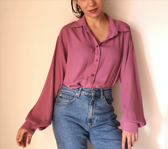 Vintage Blush bell Sleeve Blouse, puffy sleeves si