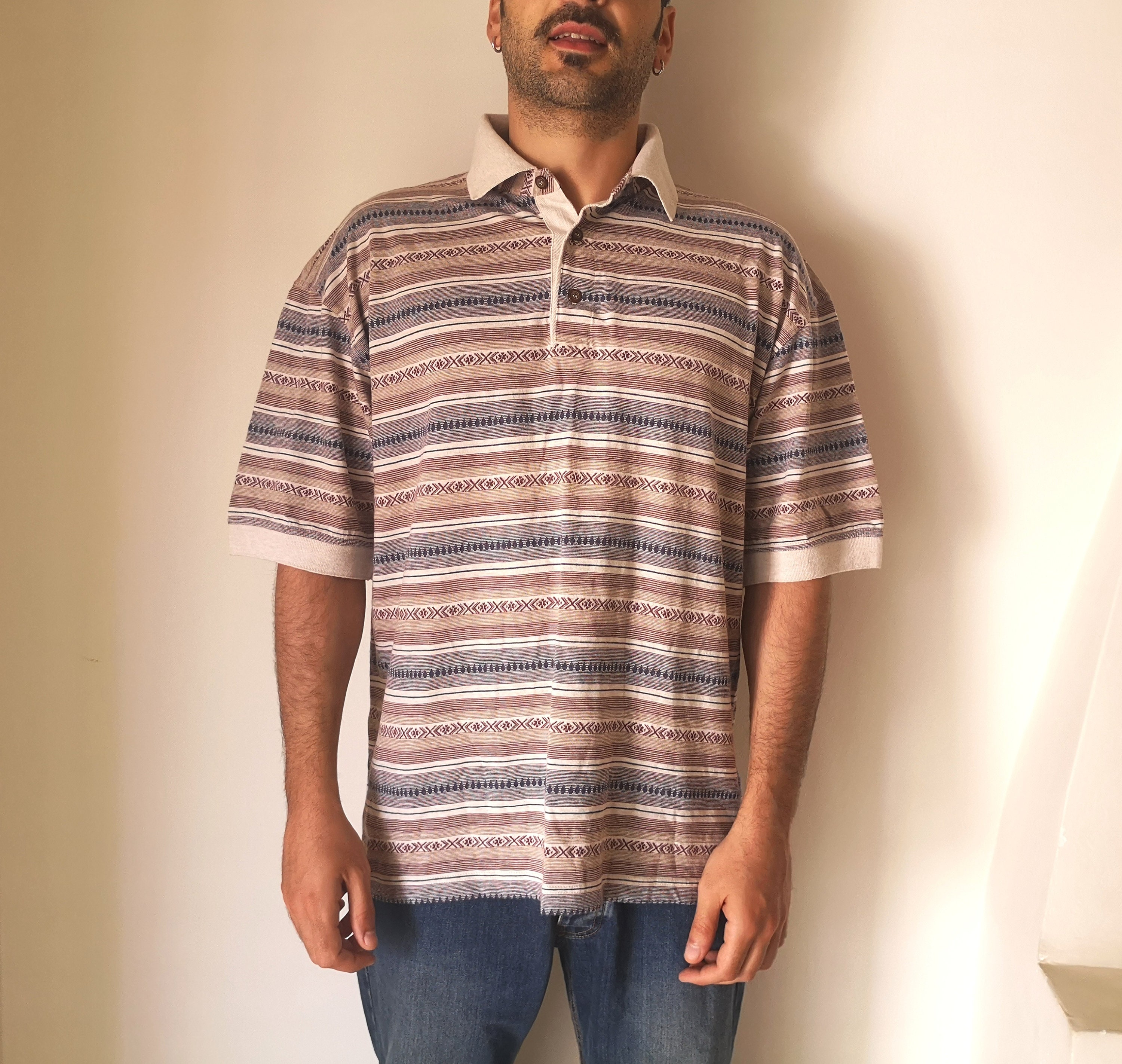 80s striped polo