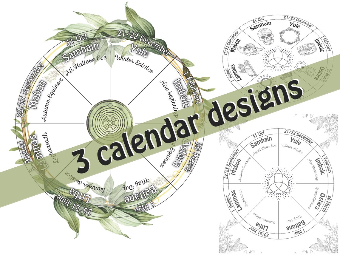 Wheel of the Year Printable Calendar 2023 2024 2025 Litha Etsy