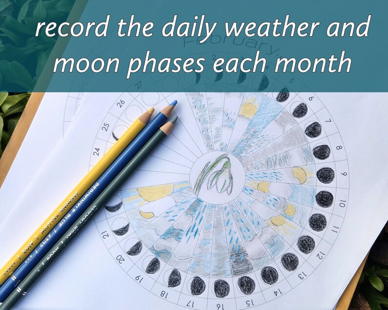 Weather &amp; moon study phenology monthly wheel templates good | Etsy