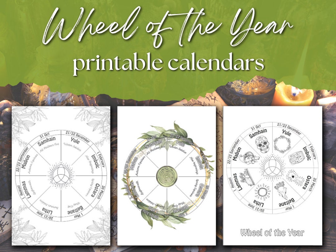 Wheel of the Year Printable Calendar 2025 2025 2026 Litha Lammas Mabon