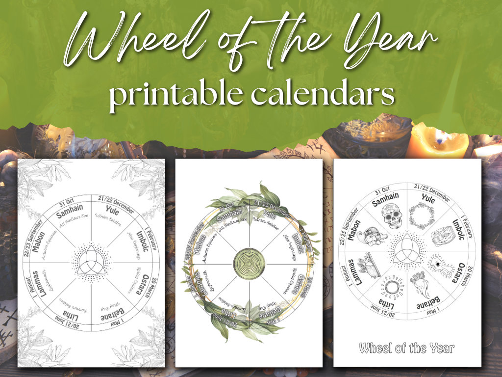 Calendario imprimible Rueda del Año 2025 2025 2026 litha lammas mabon