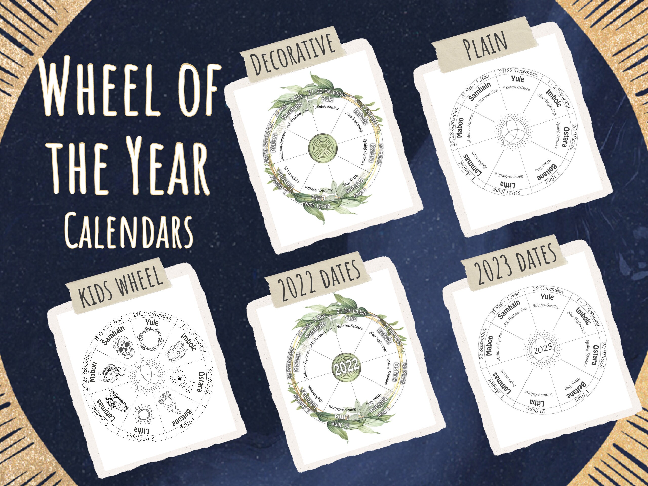 Wheel of the Year printable calendar 2022 2023 2024 litha Etsy France