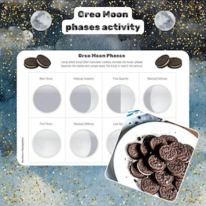 Fasi lunari stampabili con biscotti Oreo / Foglio di attività lunari divertenti / Programma ENWC / Educativo / Studio lunare / Argomento spaziale