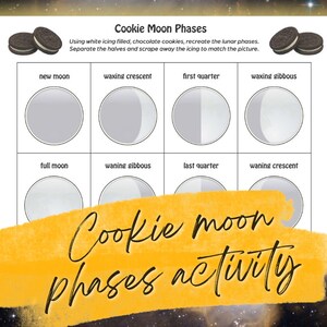 Oreo Cookie Moon Phases Sheet - Printable Fun Educational Activity Page for Lunar Study / Space ...