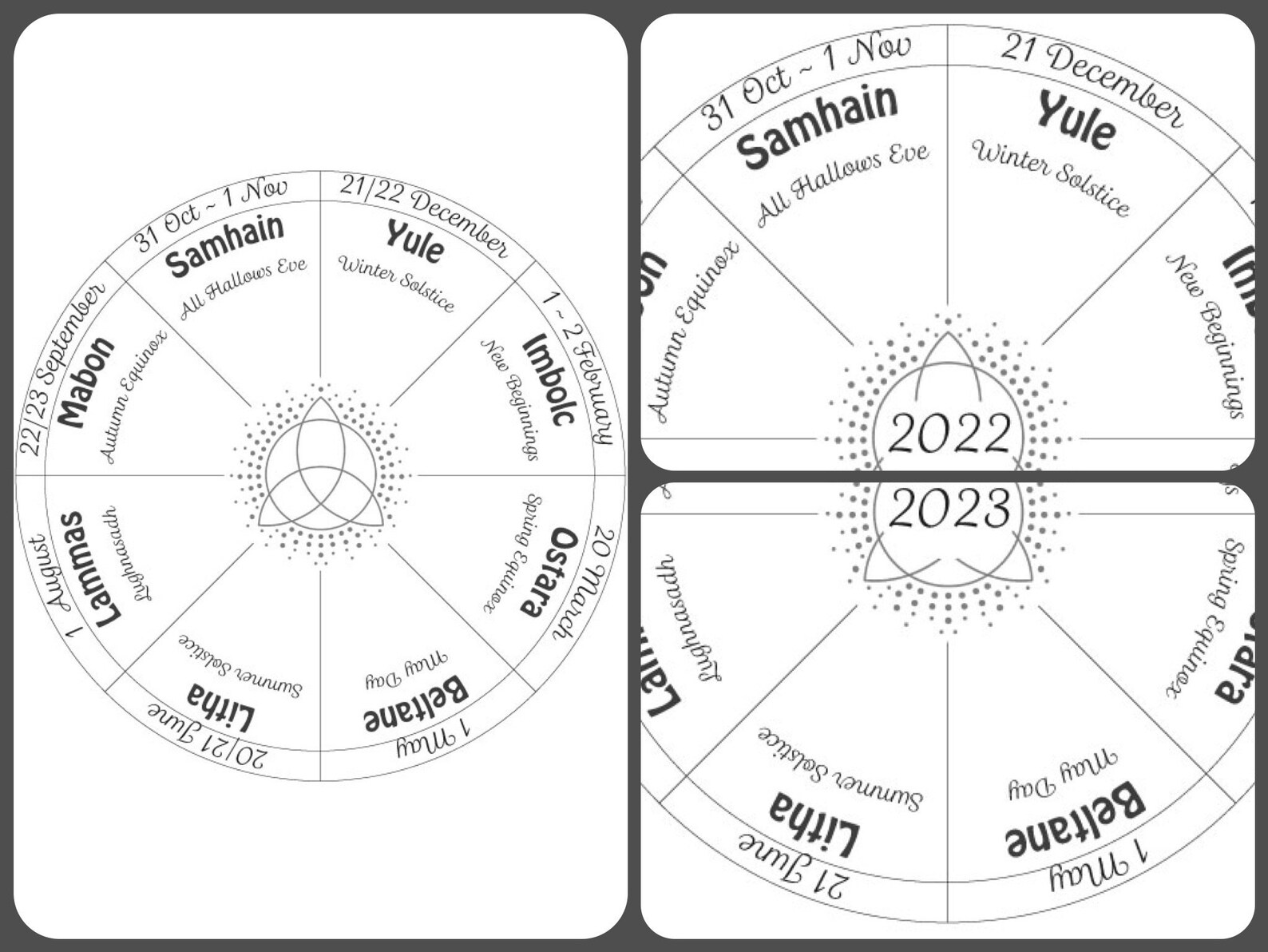 Wheel of the Year printable calendar 2022 2023 2024 litha Etsy Österreich