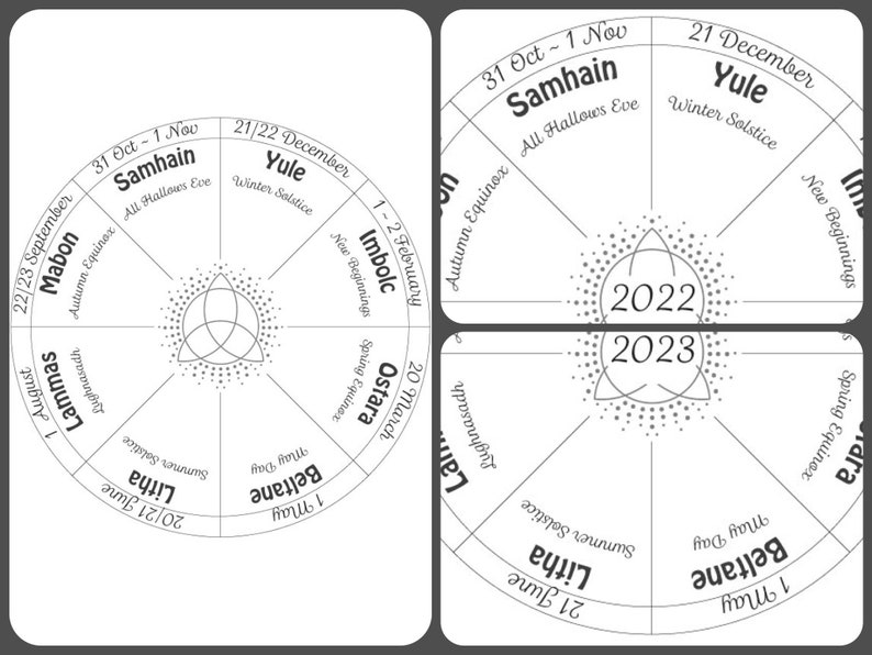 Wheel of the Year Printable Calendar 2022 2023 Kids Litha Etsy