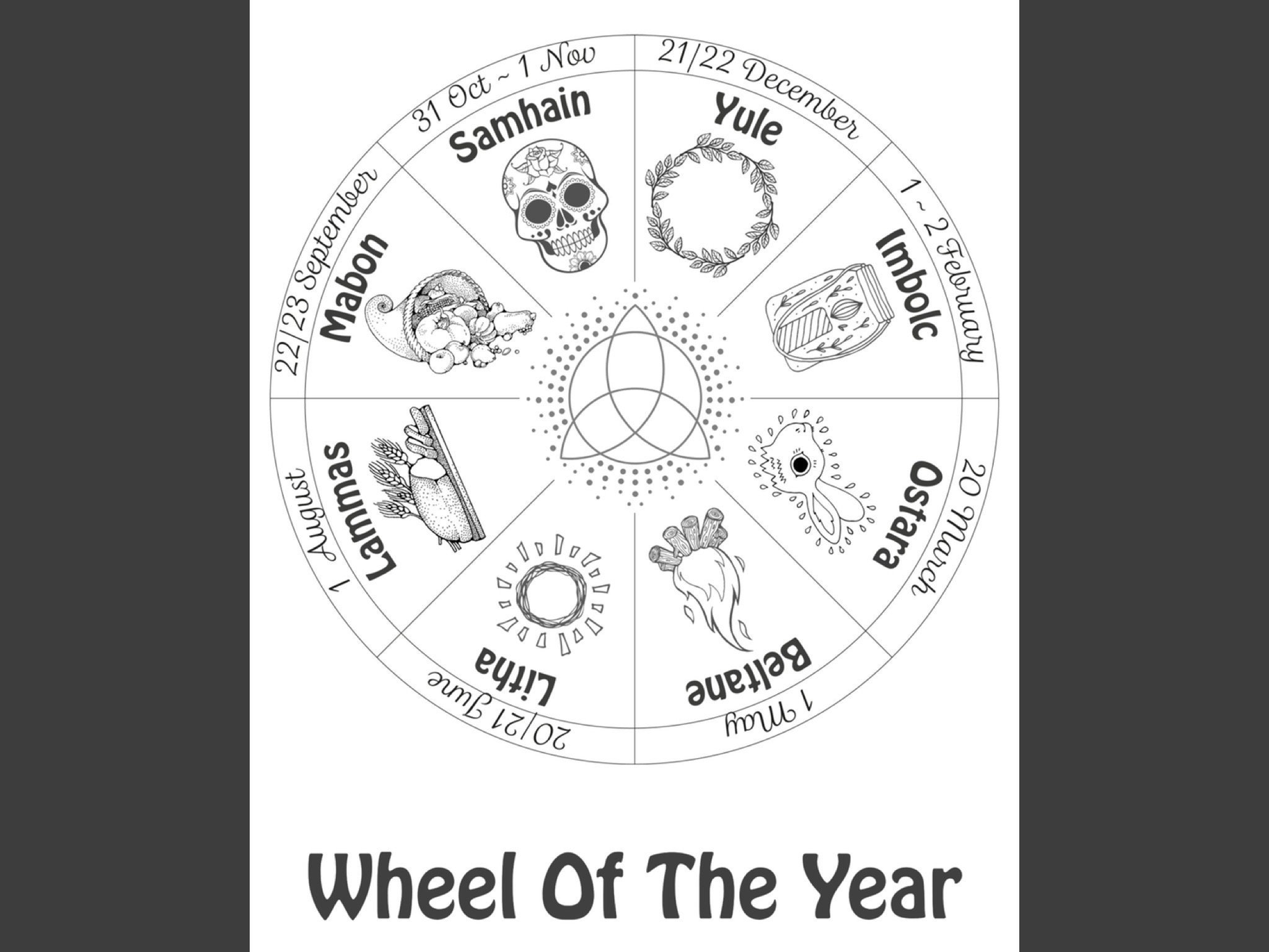 Wheel of the Year Printable Calendar 2022 2023 Kids Litha Etsy Singapore