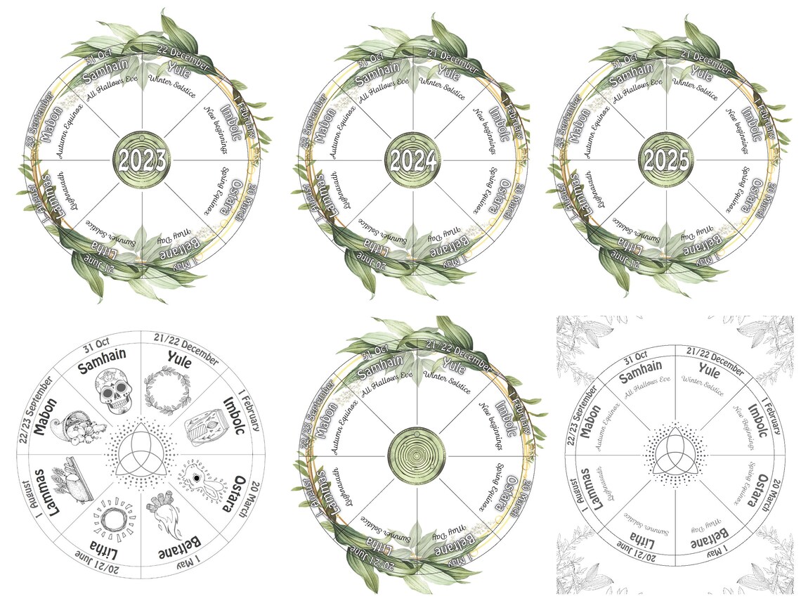 Wheel of the Year Printable Calendar 2023 2024 2025 Litha Etsy