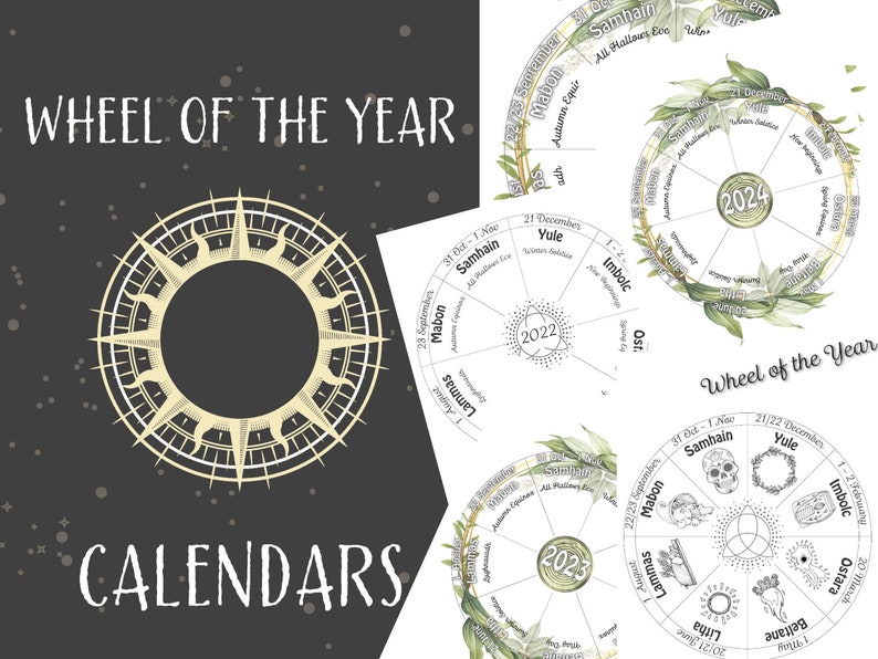 Wheel of the Year Printable Calendar 2023 2024 Litha Lammas Etsy