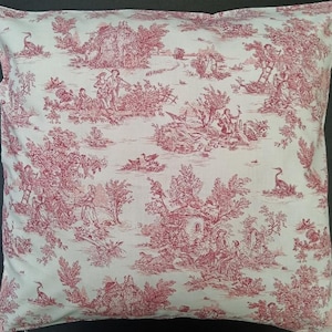 Cushion cover pillowcase cotton Oeko-Tex Toile de Jouy handmade zipper vintage shabby country house blue 20x20 - 60 x 60 cm