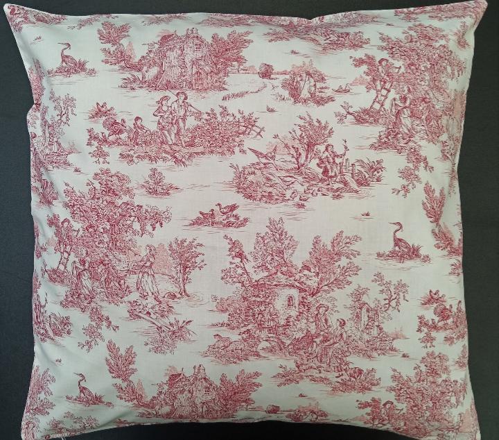 Cushion cover pillowcase cotton Oeko-Tex Toile de Jouy handmade zipper vintage shabby country house blue 20x20 - 60 x 60 cm
