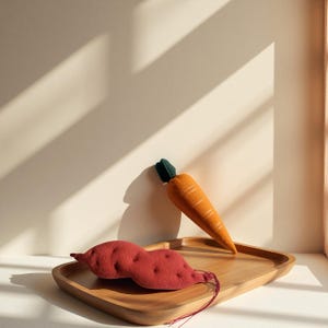 Fabric Vegetable Keychain, Carrot or Sweet Potato Bag Charm, Plush Food Gift
