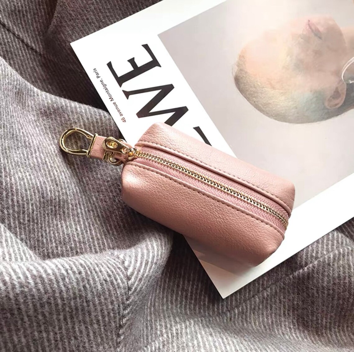 Soft Genuine Leather Cute Key Pouch Car Keys Case Keychain Key Etsy