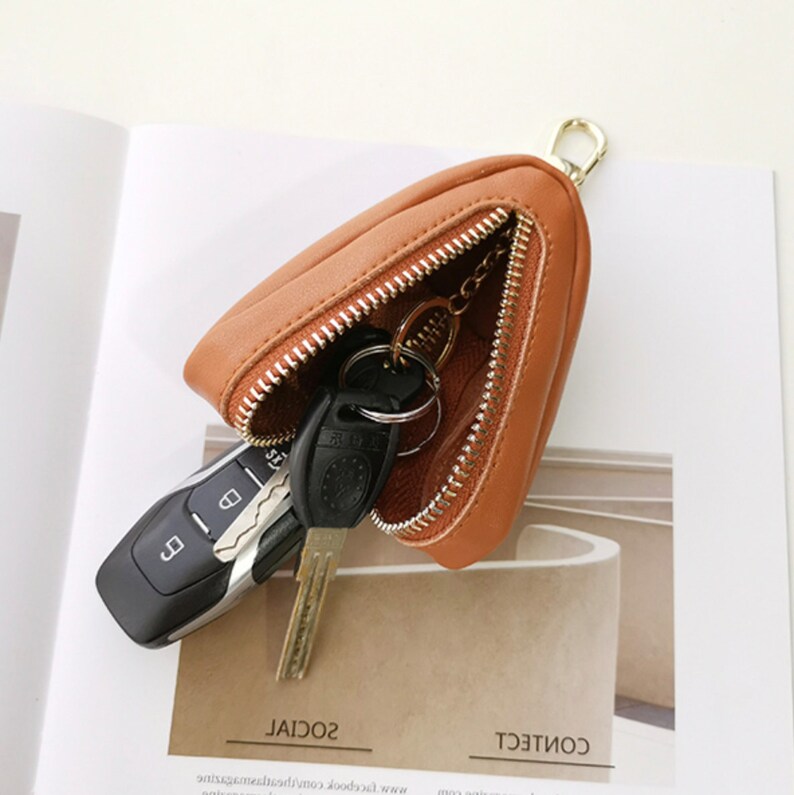 Soft Genuine Leather Cute Key Pouch Car Keys Case Keychain Key Etsy