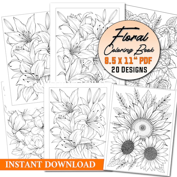 floral coloring book pages