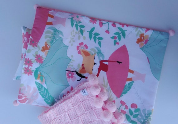 Dolls Pram Or Cradle Bedding Set American Girl 18 Doll Bedroom Sleeping Doll And Toy Accessories Pink Mint Fox