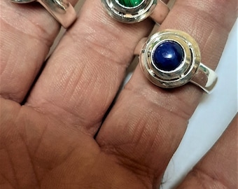 Malachite anneau d’homme/lapislazzuli/onyx d’argent 925