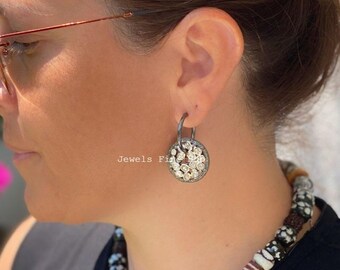 Örhängen i sterlingsilver med rosenslipade diamanter, vintage-smycken