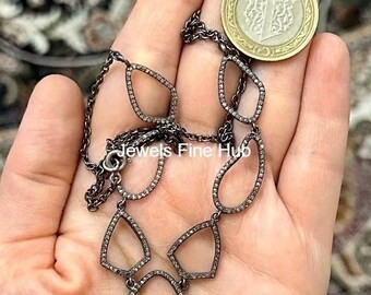 Solid 925 Sterling Silver Pave Diamond Pendant Necklace, Natural Pave Diamond Jewelry