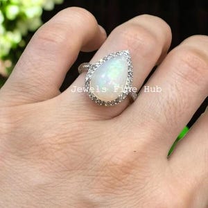 Natural Pave Diamond Ring Jewelry Solid 925 Sterling Silver Natural Cabochon Ethiopian Opal Ring, Multi Fire Opal jewelry Propose Ring