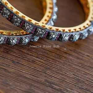 Natural Pave Diamond Bangle Bracelet Natural Red Ruby Gemstone Bangle Jewelry Solid 925 Sterling Silver Fine Christmas Gift For her Jewelry