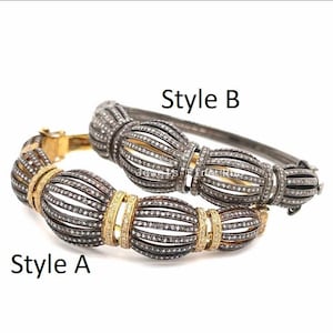 Natürliche Pave Diamant Armreif Armband 925 Sterling Silber Geschenk für sie Hochzeitsgeschenk Handgemachter Unisex Schmuck Schwarz überzogener Armreif