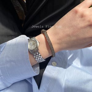 Natürliche Pave Diamant Schwarz & Gelbgold gefüllt Armreif 925 Sterling Silber Feines Geschenk Hochzeitsgeschenk Geburtstagsgeschenk für ihren Schmuck