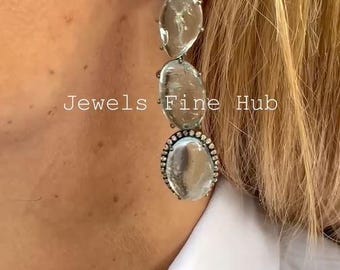Aquamarine Gemstone Earring Natural Aquamarine Earring Dangle Drop Earring 925 Sterling Silver Earring Pave Diamond Earring Fine Jewelry