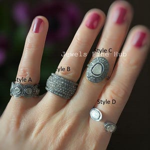 Designer Pave Diamond Ring Natural Pave Diamond Ring Solid 925 Sterling Silver Handmade Fine Polki Diamond Ring Engagement Ring Fine Jewelry