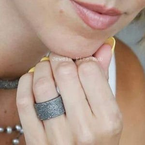 Designer Pave Diamond Ring Natural Pave Diamond Ring Solid 925 Sterling Silver Handmade Fine Wedding Gift For her Promise Ring jewelry Gift