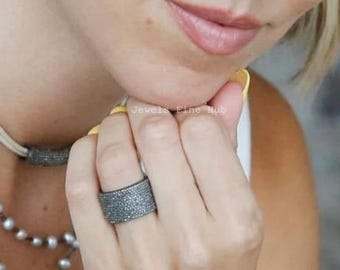 Designer Pave Diamond Ring Natural Pave Diamond Ring Solid 925 Sterling Silver Handmade Fine Wedding Gift For her Promise Ring jewelry Gift