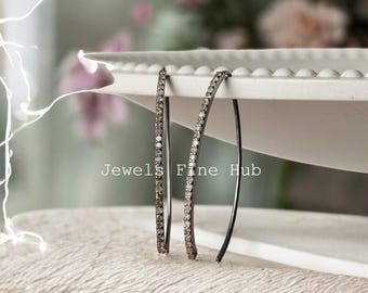 Handgjorda örhängen med diamanter och tråd, 925 sterlingsilver