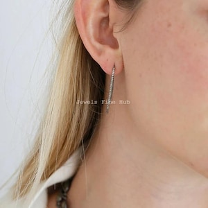 Round Hoop Earring Solid 925 Sterling Silver Natural Pave Diamond Fine Jewelry Handmade Wedding Gift jewelry Designer Party Wear jewelry