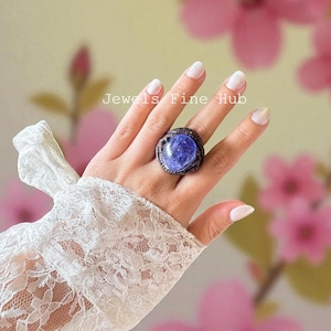 Eye Clean Tanzanite Gemstone Ring, Natural Pave Diamond Ring, 925 Sterling Silver Ring, Pink Ruby Gemstone, Engagement Gift Ring Jewelry