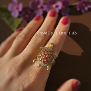 Natuurlijke rode robijn edelsteen ring natuurlijke effenen diamanten sieraden massief 925 sterling zilveren schildpad ring zee dierenliefhebber sieraden cadeau voor kind