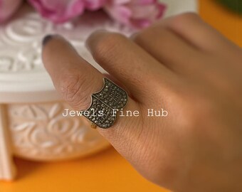 Handmade Ring Designer Pave Diamond Ring Natural Pave Diamond Ring Solid 925 Sterling Silver Wedding Ring Fine Jewelry Anniversary Gift