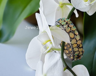 Natural Ethiopian Opal gemstone Bangle Bracelet Natural pave Diamond 925 Sterling Silver Jewelry Oval Cut Multi Fire Opal Bangle Jewelry