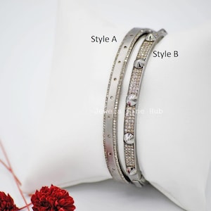 Natürliche Pave Diamant Armreif Armband 925 Sterling Silber Armreif Schmuck schwarz überzogener Armreif Geburtstags-Geschenk für sie feinen Schmuck