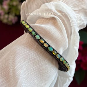 Natural Ethiopian Opal gemstone Bangle Natural pave Diamond Bangle 925 Sterling Silver Fine Jewelry Blue Sapphire, Ruby Gemstone Bangle