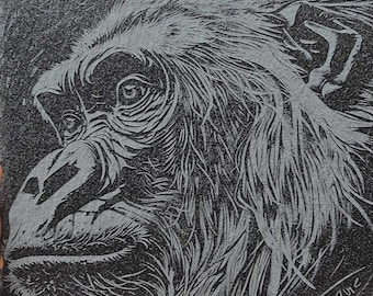 Monkey  Coaster Slate Laser Engraved