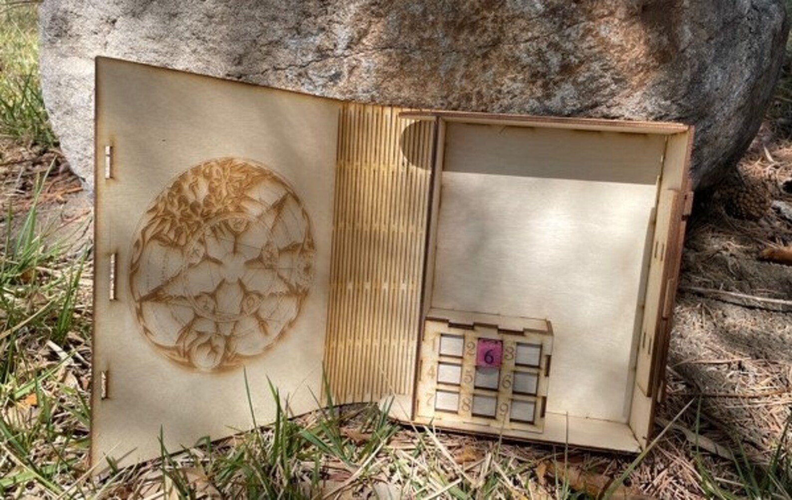 Dnd Wood Spell Tracker Book Handmade Laser Cut Book Box Lock Etsy
