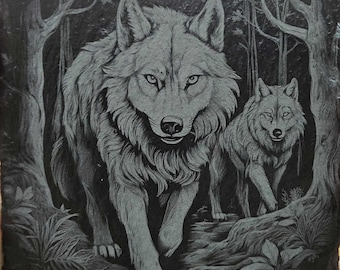 Wolves Roaming Wild Coaster Slate Laser Engraved
