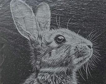 Easter Bunny Rabbit Coaster Slate Laser Engraved